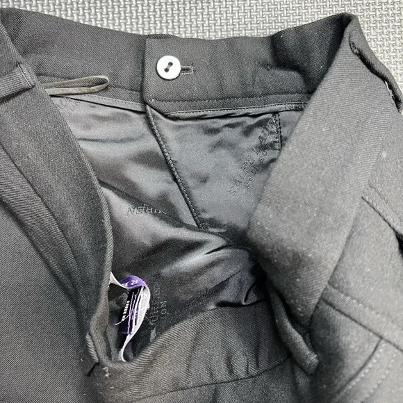 Ralph Lauren Purple Label Wool High Waist Dress Pants Black Sz 6 Button Pant Hem - Picture 12 of 16